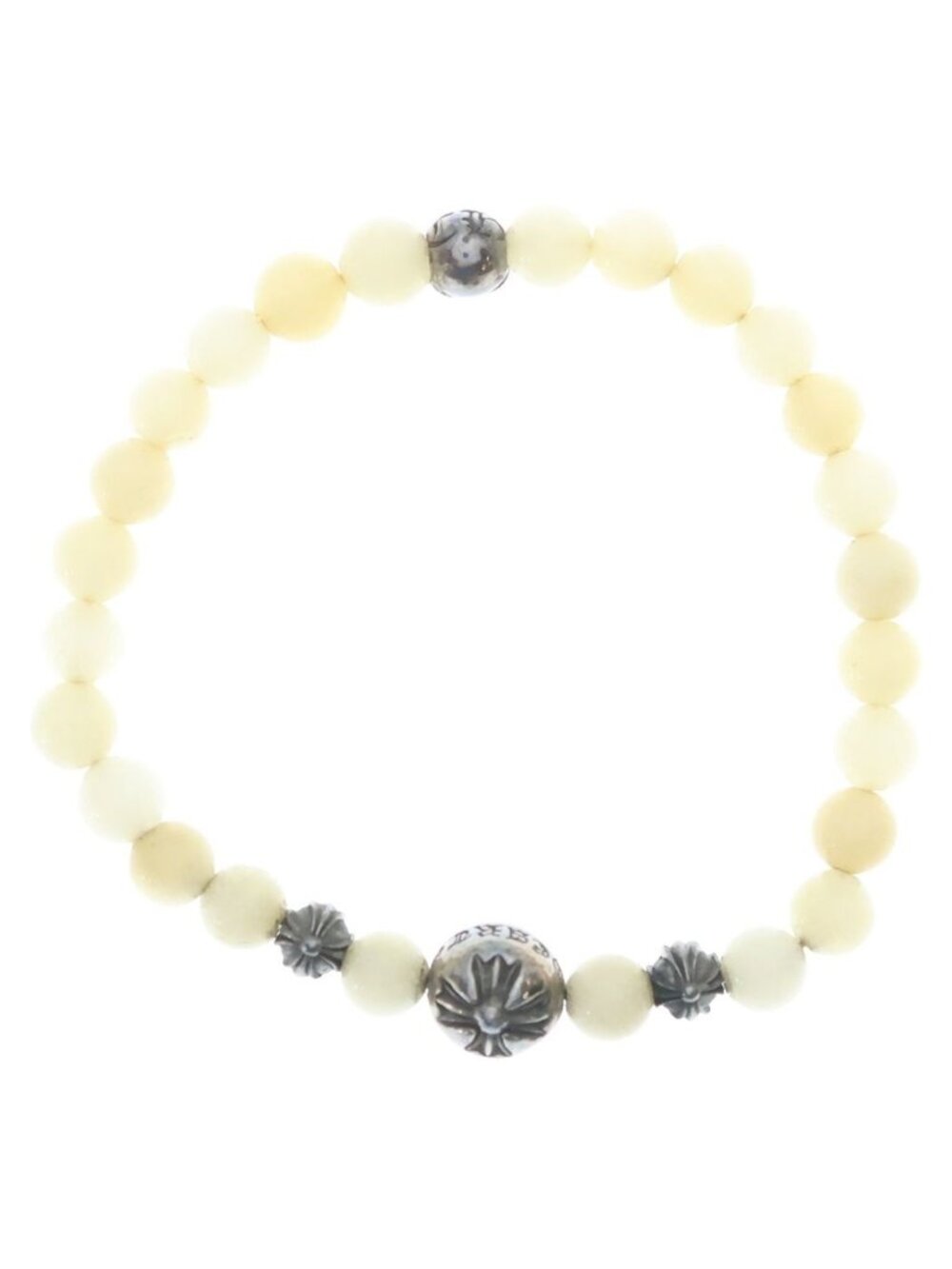 Chrome Hearts 6 Bead Cross Ball Bracelet Silver